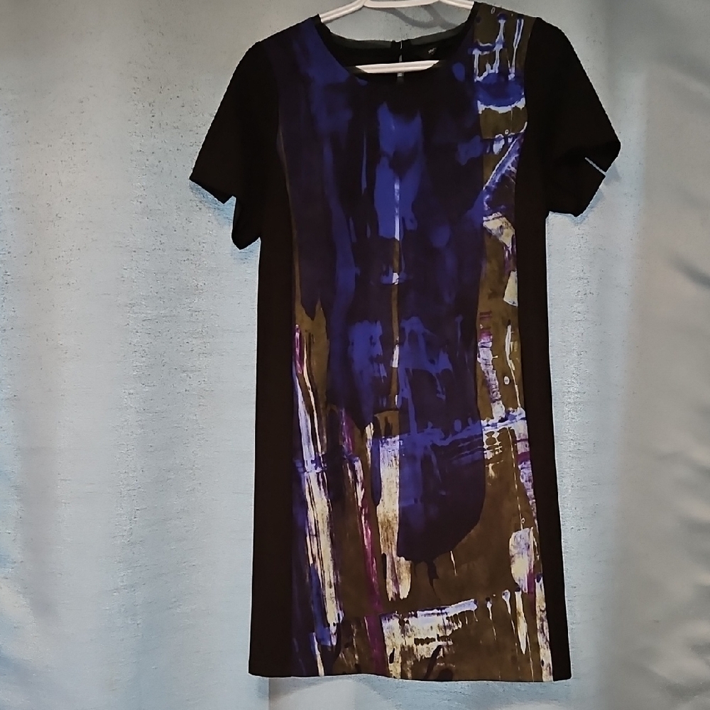 Simply Vera Vera Wang Black and Blue Artistic Midi‎ Dress